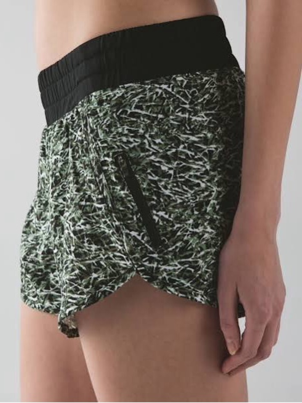 lululemon athletica Green and Black Printed Running Shorts